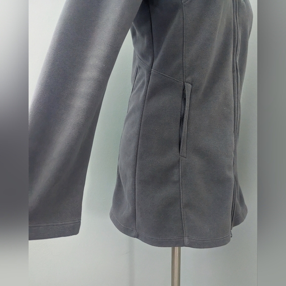 Athleta Womens Swara Fleece Jacket Gray Blue Long Full Zip Hooded Extra Small XS - Picture 3 of 7